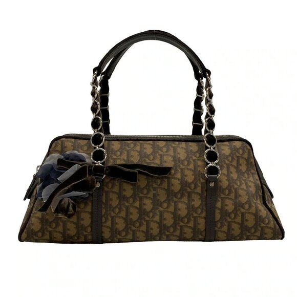 Auth DIOR/ChristianDior Trotter,Romantic CPF44864 Dark Brown Brown PVC Leather - Picture 1 of 16